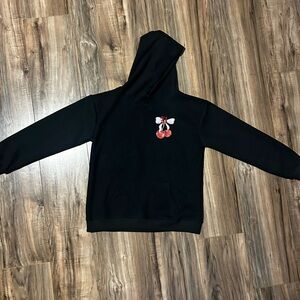 Black Hoodie with Cherry Embroidery